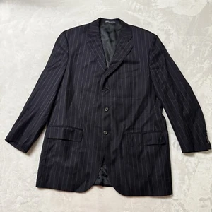Polo Ralph Lauren Blazer Mens Size 44L Navy Pinstripe Virgin Wool Jacket Italy - Picture 1 of 11
