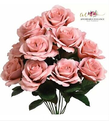 12 Mauve Roses 4 Open Artificial Silk Wedding...