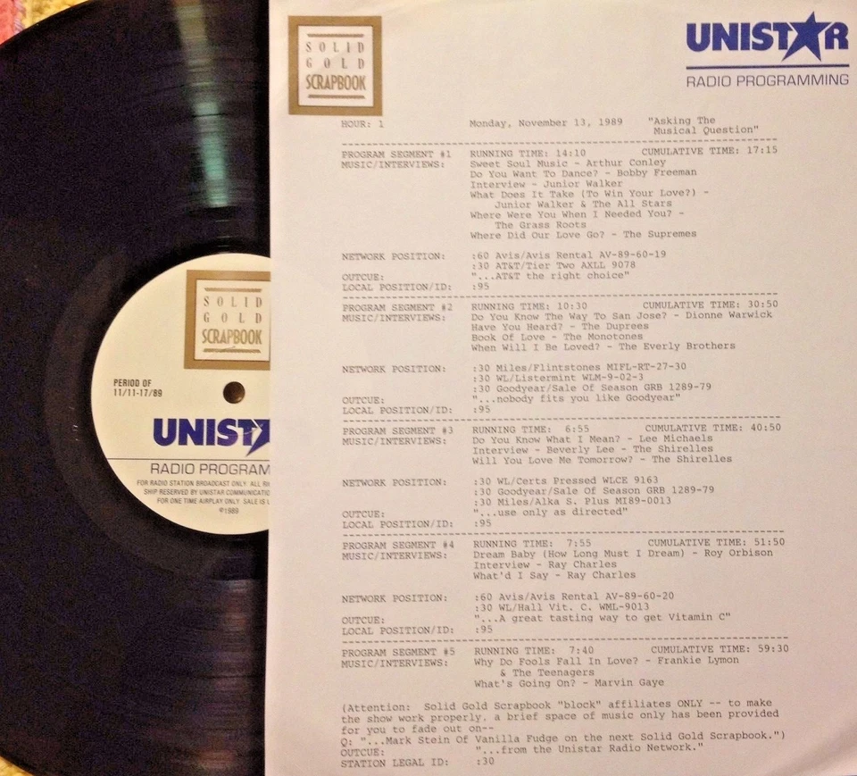 11/13/89 SOLID GOLD SCRAPBOOK ASKS MUSICAL QUESTIONS: ROY ORBISON, MARVIN GAYE - Image 1 of 1