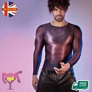 Transparentes Nylon Langarm Top glänzend Mesh Shirt öl glänzend atmungsaktiv transparent - Bild 1 von 14