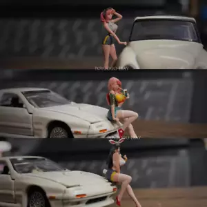 Figura pintada 1/64 SEXY Car Girl Show Model Fit 1:64 Car Street Diorama - Imagen 1 de 5