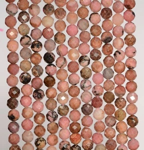 5MM RHODONITE GEMSTONE GRADE AA MICRO FACETED ROUND LOOSE BEADS 15.5" - Picture 1 of 4