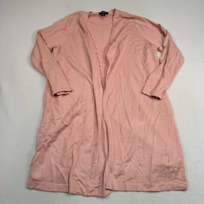 Roamans Open Front Long Cardigan Womens Size 14/16 Pink Long Sleeve Slits - Image 1 of 4