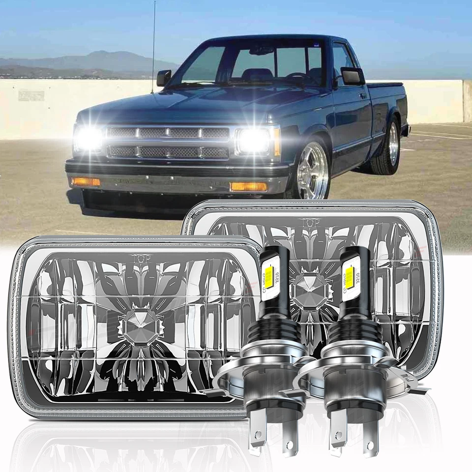 Pair 7X6''/5X7'' LED Headlights Hi/Lo Beam Fit 82-93 Chevy S10 Blazer GMC S15 - Image 1 of 4