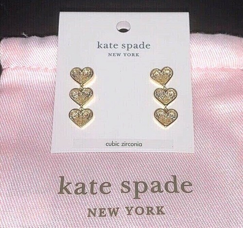 Kate Spade Orecchini Lineari Pietra Solida CUORE Pietra Roccia K691 Nuovi