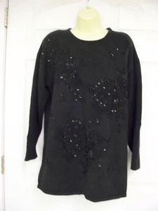 Trimmings Sweater Large Black Beaded - Picture 1 of 5