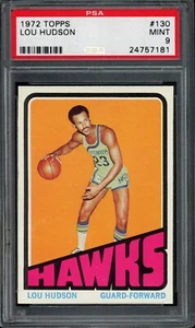 Tarjeta de baloncesto 1972 Topps #130 Lou Hudson PSA 9 Atlanta Hawks vintage HOF - Imagen 1 de 2