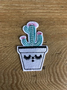 Kaktus bestickt Aufbügeln Patches Pflanzen Applikation Eisen Nähen Design #3 - Bild 1 von 2