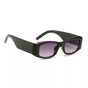 Sport Dark Black Frame Retro Swift Rectangle Purple Tint Lens Hip Hop Sunglasses - Picture 1 of 5
