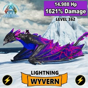 ARK Survival Ascended PC/PS5/XBOX PVE LIGHTNING WYVERN ⚡TOP STATS 14k HP 1621 DM - Picture 1 of 2