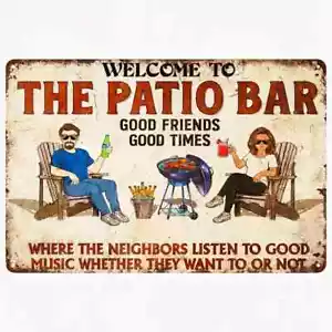 Welcome to Patio Bar" Vintage Metal Sign - Perfect for Home, NEW - 12x8 - Picture 1 of 3