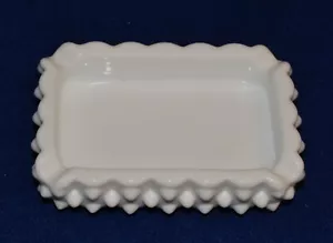 Cenicero rectangular vintage auténtico hecho a mano estilo Hobnail vidrio esmerilado - Imagen 1 de 2