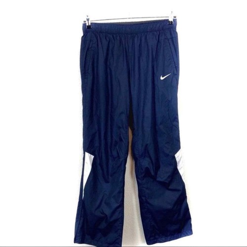 Pantaloni giacca a vento Nike donna taglia M Storm Fit blu navy foderati alti dritti