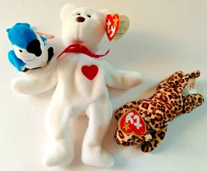 1993 & 94 Sammlung 3 TY Beanie Babies Valentino, Teenie's Freckles & Rocket - Bild 1 von 5
