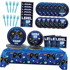 Video Game Party Supplies Tableware Set for 24 Guests Gaming Party Birthday - Picture 1 of 7