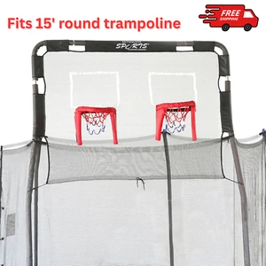15 Ft Trampoline Double Basketball Hoop Accessories, Easy Setup, Outdoor Sports - Picture 1 of 10