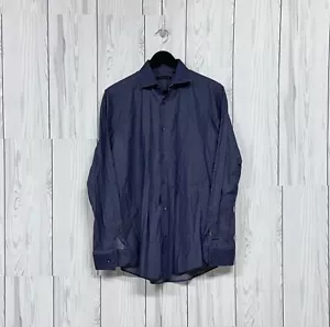 Theory shirt mens size 15 32-33 button up long sleeve solid blue slim - Picture 1 of 7