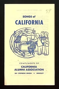 Canzoni della California University Alumni Association Berkley anni '50 libretto opuscolo - Foto 1 di 5