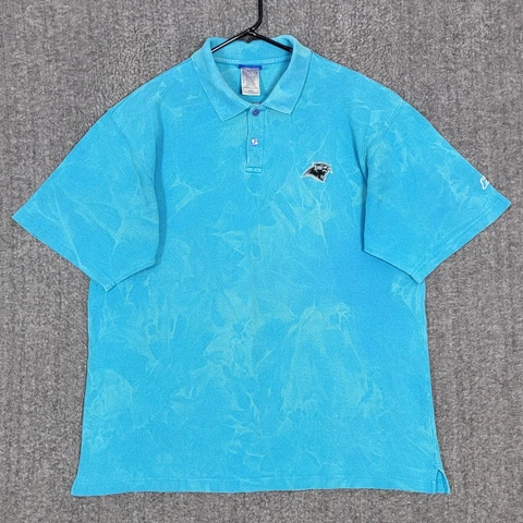 Carolina Panthers Polo Shirt Mens Large Blue Tie Dye Reebok RBK NFL Football Cover