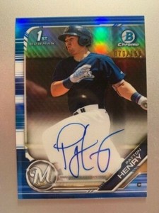 2019 Bowman Chrome Prospects Payton Henry 1st Rookie Auto Blue Refractor #70/150