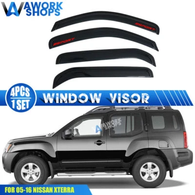 Fits 05-16 Nissan Xterra N50 Window Visors Rain Guard Vent w/ Red Sport - Imagem 1 de 4