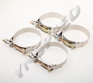 4pcs 4.0" Inch Turbo Pipe Hose Coupler T-bolt Clamp Stainless Steel 105-117mm - Picture 1 of 4