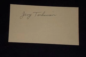 TARJETA ÍNDICE AUTOGRAFIADA DE JERRY TARKANIAN UNLV LEGENDARIO ENTRENADOR CERTIFICADO JSA - Imagen 1 de 2