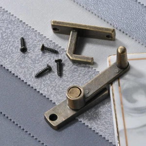 2x Vintage Sliding Door Locks Handle with Chain Home Security Metal Latch Bronze - Picture 1 of 11