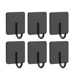 6 Pack Stainless Steel Heavy Duty Adhesive Towel Hooks for Bathrooms Waterproof - Picture 1 of 7
