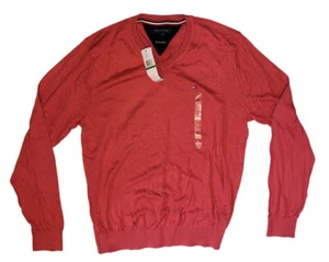 Tommy Hilfiger Men’s V-Neck Sweater, Size L, Red, NWT. - Picture 1 of 4