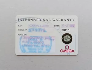 OMEGA Guarantee Warranty Card Booklet (Filled) - Foto 1 di 2