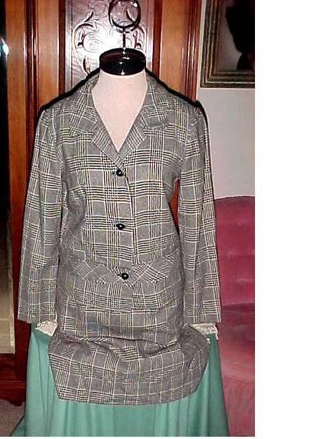 Vintage 1960's RHODES Wool Suit ~ Black & White Plaid ~ Sz. 9 - Image 1 of 1