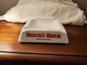 Rare Vintage Beck's Beer Bier Opalex Art Glass large Cigar Ashtray  - Picture 1 of 4