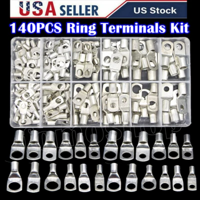 140x Copper Battery Cable End Eyelet Ring Lug Terminal Wire Connector Crimp Kit - Image 1 of 4