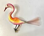 Antique Hand Blown Mercury Glass Clip On Bird Christmas Ornament W/ Tail 4"