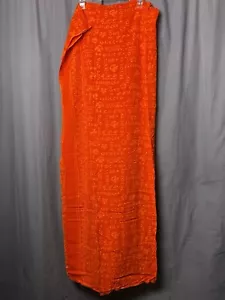 Vintage BEACH CABANA Orange Rayon Boho Tie Sarong Hippie Coverup Nuoto Festival OSFM - Foto 1 di 15