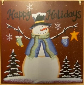 ¡Letrero decorativo muñeco de nieve de Happy Holidays! ¡Muy festivo!!¡! - Imagen 1 de 3