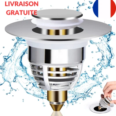 Bouchon Lavabo Universel, Bonde Lavabo Pop-Up Avec 2 Joints, Cuisine, Baignoire - Photo 1/4