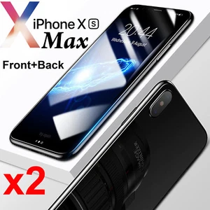 x2 Soft 4H PET film screen protector for Apple iPhone Xs MAX Front and Back - Picture 1 of 6