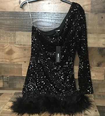 Nuevo con etiquetas Moda Mini Vestido Nova Gaida Lentejuelas Mujeres Grande Plumado Baile de graduación Formal LEER Foto 1 de 4