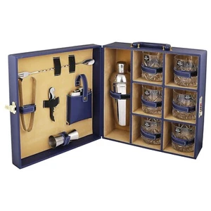 Valigetta in pelle stile bar set porta vino per picnic viaggio tempo - Foto 1 di 5