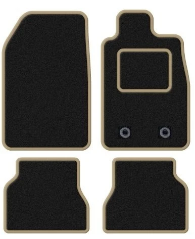 FITS SAAB 9-3 2002-2011 TAILORED BLACK CAR MATS WITH BEIGE TRIM - Image 1 of 1
