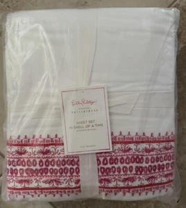 Pottery Barn & Lilly Pulitzer ~SHELL OF A TIME~ CAL-KING SHEET SET ~TROPICAL~ - Picture 1 of 6