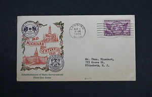 Nov 1 1935 USA FDC Scott # 775-2 Top Notch Cachet VF Cover Purple Seals Michigan - Picture 1 of 2