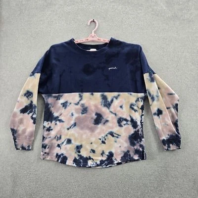 Victoria's Secret PINK Women Sweatshirt M Navy Embroidered Tie Dye LOVE Logo - Image 1 of 4