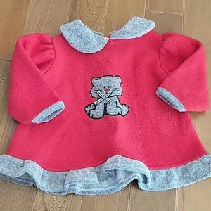 Girls Vintage Sesame Street Fleece Dress Collared Cat Red Gray 1999 - 12 Month - Picture 1 of 7