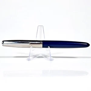 Vintage Parker 21 Fountain Pen Dark Blue CT Fine Stainless Steel F Nib Untested - Picture 1 of 18