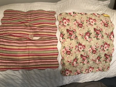 Juego de 2 fundas de corazón victorianas acolchadas florales reverso a rayas festoneadas Foto 1 de 4