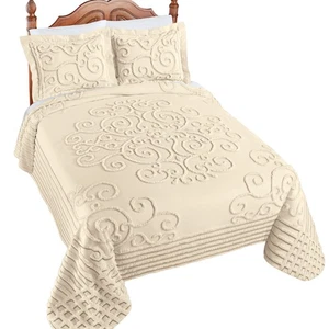Skylar Scrolling Textured Design Chenille Bedspread - Picture 1 of 4