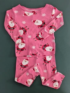 2 Stück Carter's Größe: 12 Monate rosa mit Weihnachtsmann Schlafoberteil & Unterteil - Bild 1 von 9